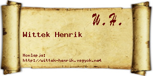 Wittek Henrik névjegykártya